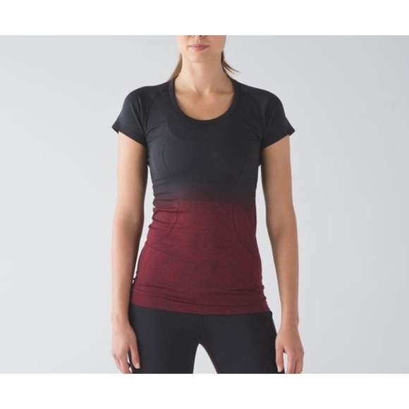 Lululemon Run Swiftly Tech Top Womens Red Ombre Short Sleeve Scoop Athletica Gym - Picture 2 of 7